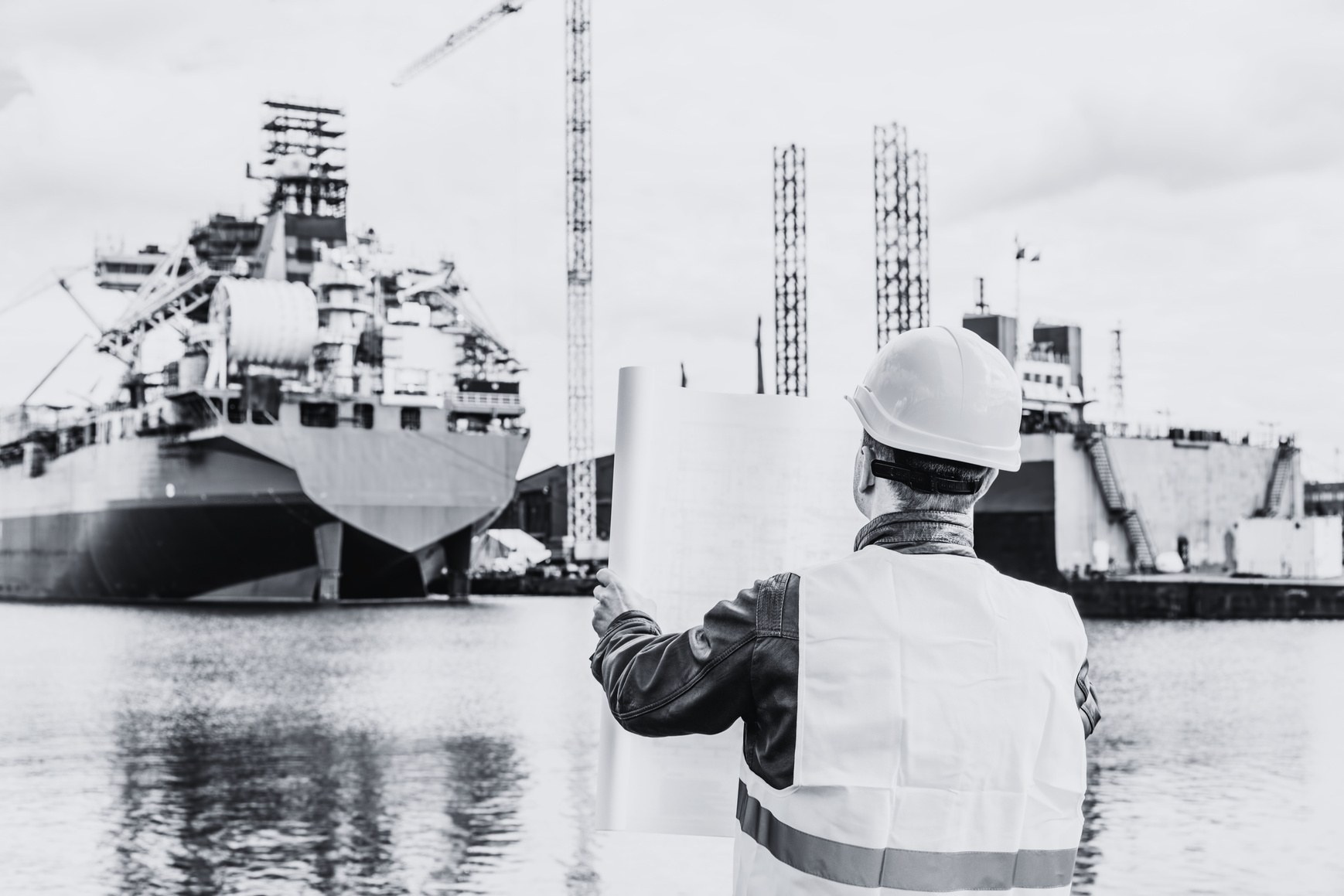 ESP Projects engineer reviewing plans at a European shipyard